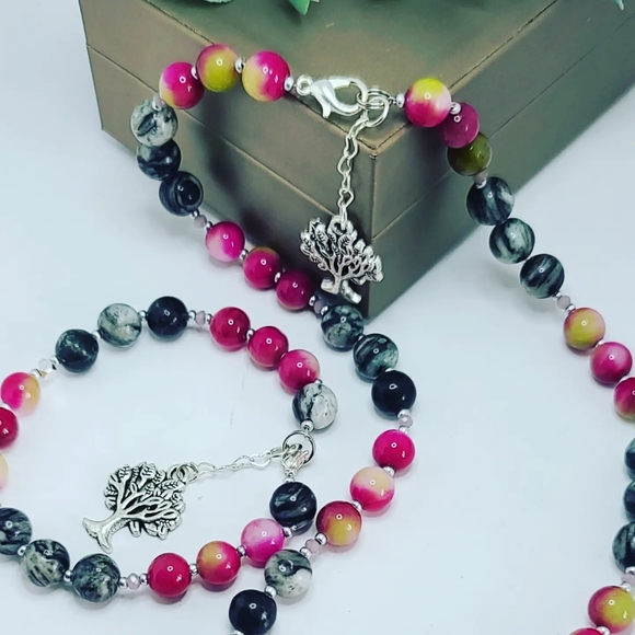 Rainbow Agate, rutilated Quartz set - Picture 3 of 4